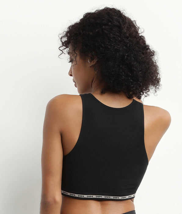 DIM Seamless Ribbed polyamide modal Crop Top in Black Dim Icons Seamless