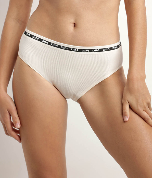 DIM Women's seamless beige ribbed polyamide modal briefs Dim Icons Seamless