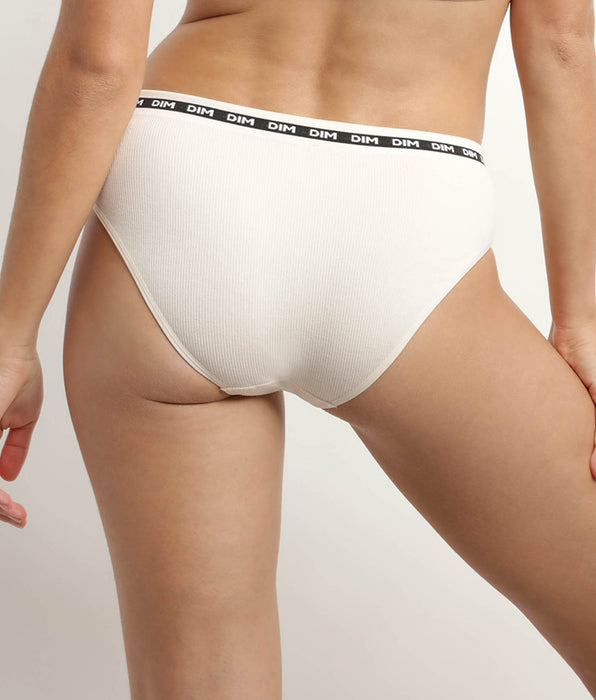 DIM Women's seamless beige ribbed polyamide modal briefs Dim Icons Seamless