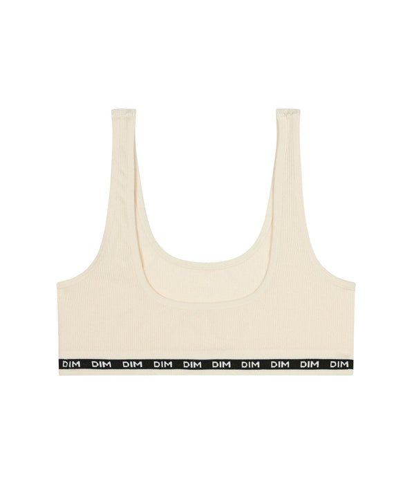 DIM Girls' ribbed fabric bralette in Beige Ivory Dim Icons
