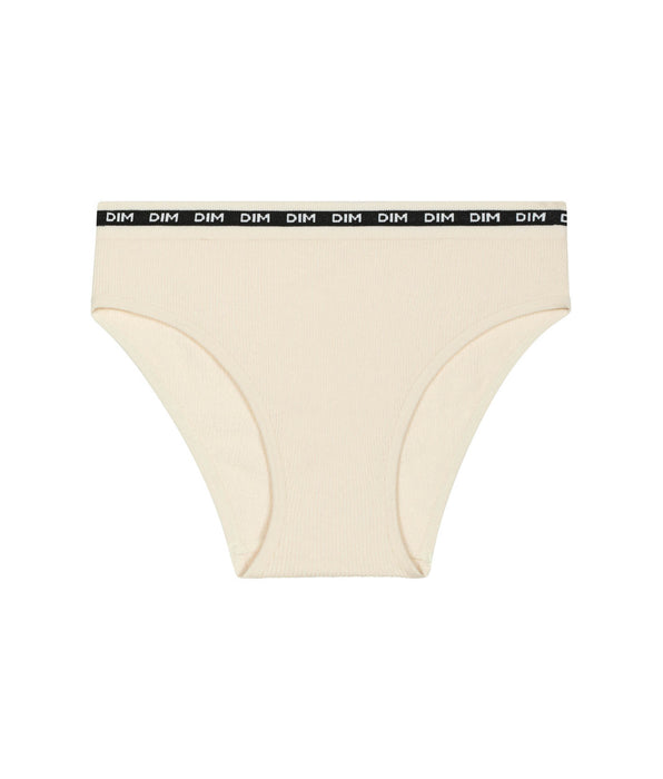 DIM Girls' ribbed fabric briefs in Beige with black waistband Dim Icons