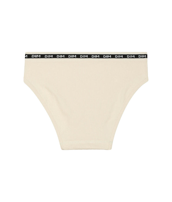 DIM Girls' ribbed fabric briefs in Beige with black waistband Dim Icons