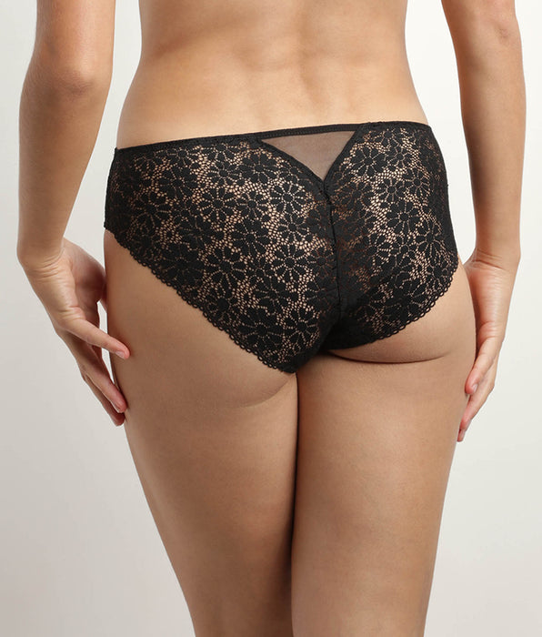 DIM Women's briefs in tulle and floral lace in Black Generous Limited Edition
