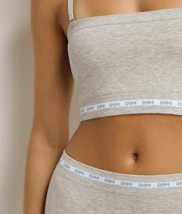 DIM Women's ribbed bra Dim Icons Heather Grey