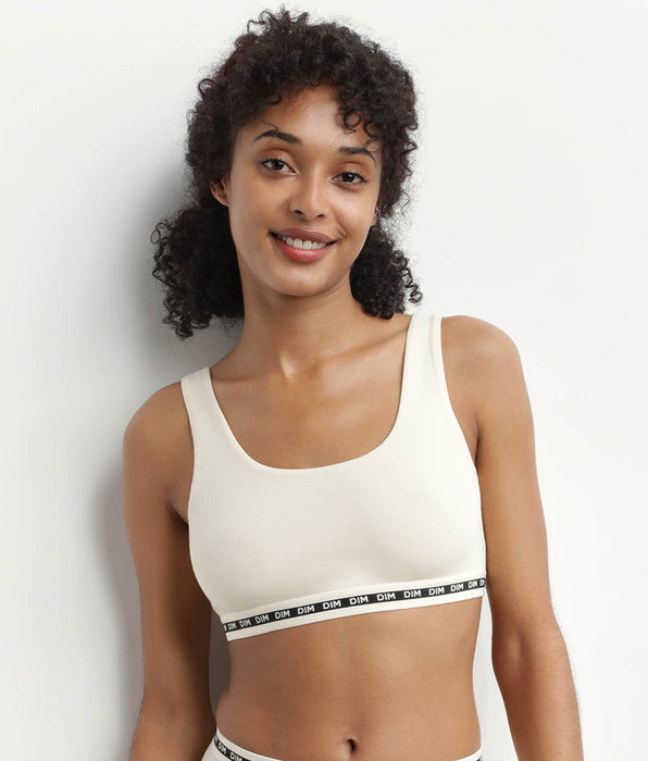 DIM Modal polyamide wireless Beige crop top bra  Dim Icons Essentiel