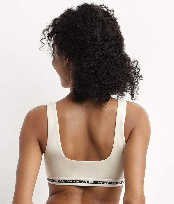 DIM Modal polyamide wireless Beige crop top bra  Dim Icons Essentiel