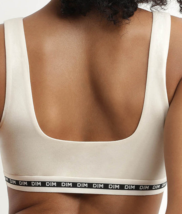 DIM Modal polyamide wireless Beige crop top bra  Dim Icons Essentiel