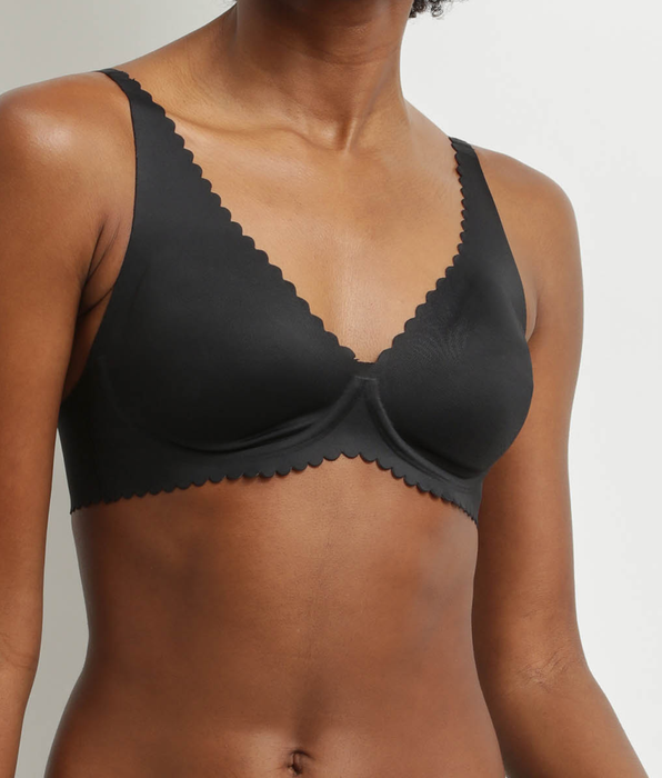 DIM Black microfibre underwired scarf bra Dim Body Touch