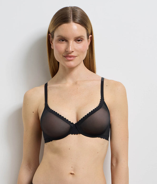 DIM Dim Body Touch Cheeky black tulle demi bra