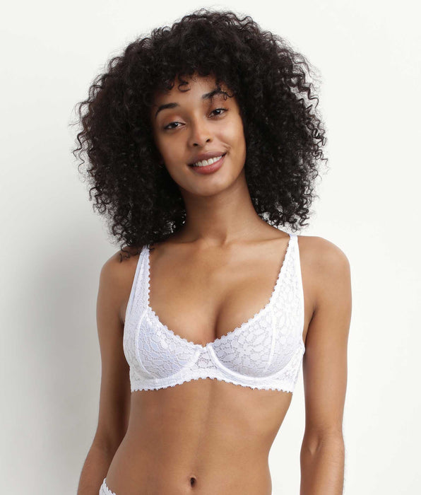 DIM Underwire floral lace bra in white Daily Dentelle