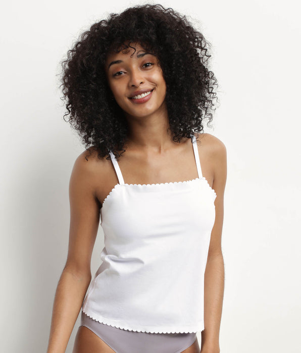 DIM Women's white cotton seamless stretch top Body Touch Easy