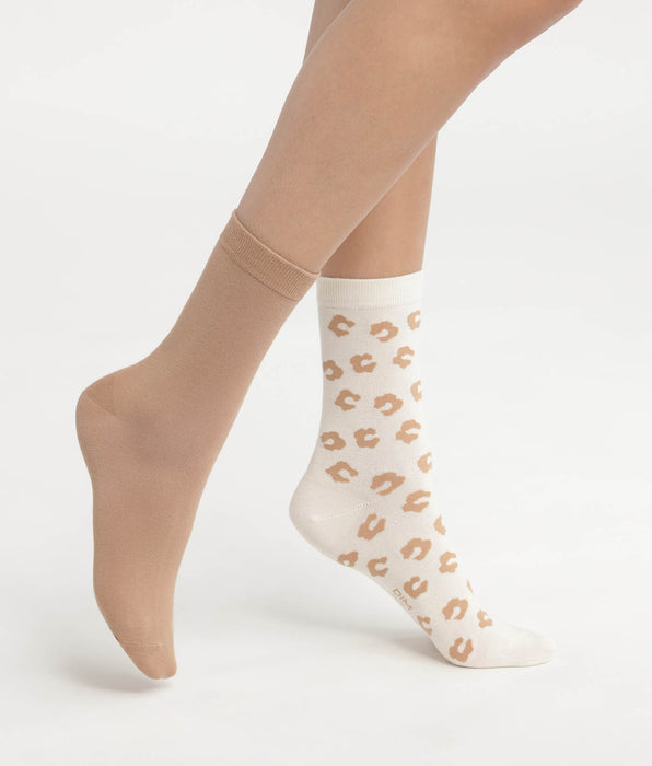 DIM Pack of 2 Women's Flower Socks Cream Dim Bamboo