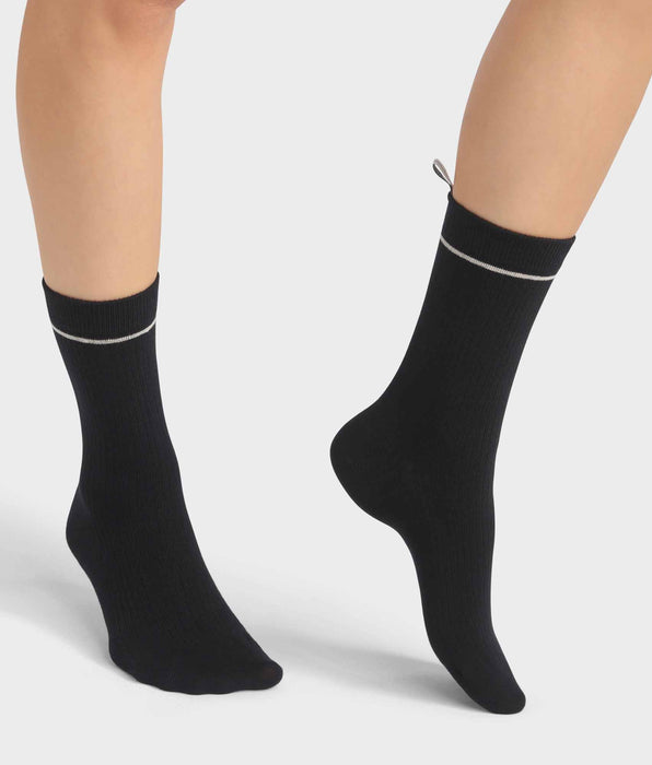 DIM Black Unisex ribbed modal cotton socks Dim Icons