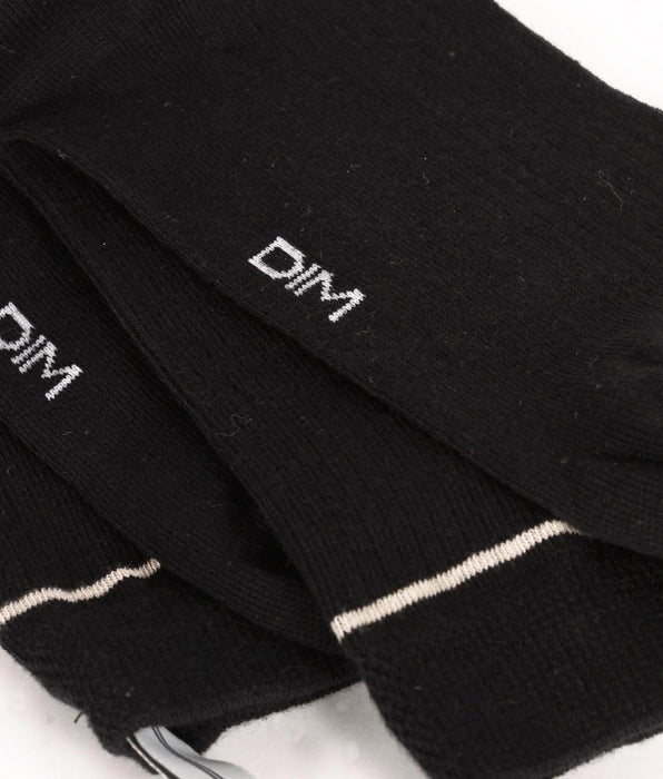 DIM Unisex black ribbed cotton socks with cream line Dim Icons