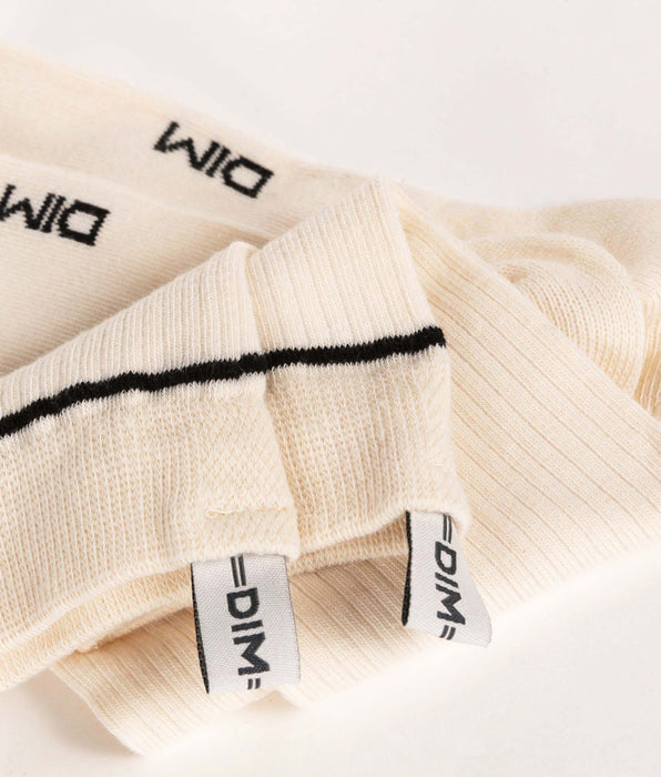 DIM Unisex ribbed cotton socks Cream with black line Dim Icons