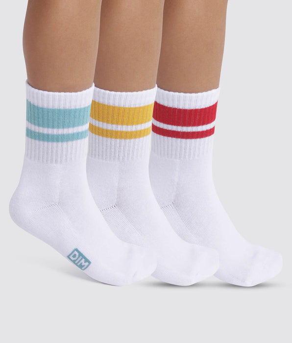 DIM Pack of 3 pairs of children's socks in Turquoise, Yellow, Red Dim Sport
