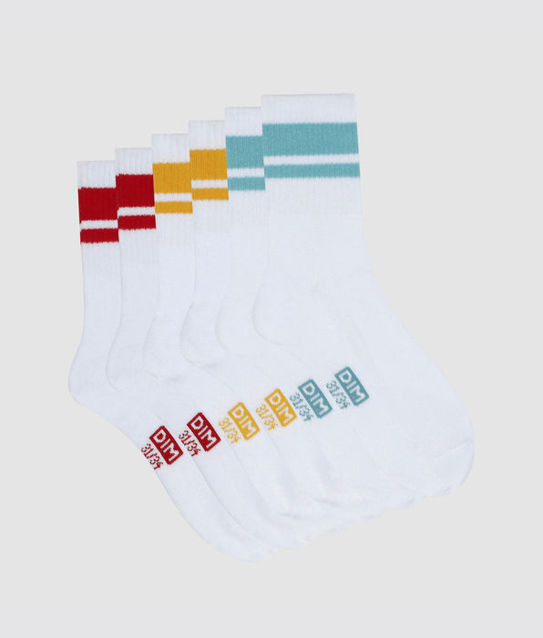 DIM Pack of 3 pairs of children's socks in Turquoise, Yellow, Red Dim Sport
