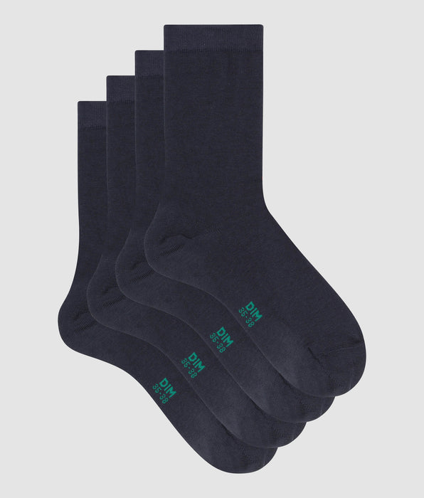 DIM Pack of 2 pairs of Navy Blue women's socks in organic cotton Dim Good