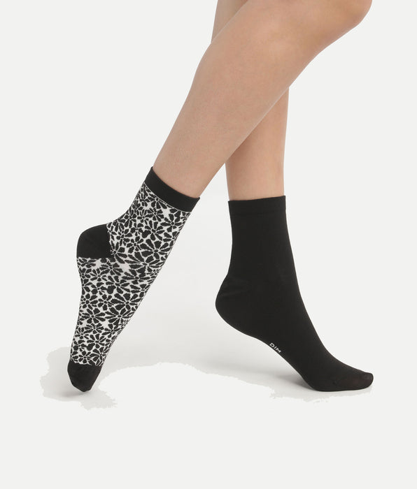 DIM Pack of 2 pairs of organic cotton flower socks Dim Good Black
