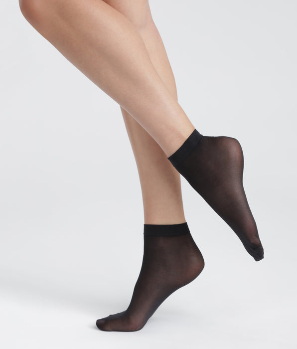 DIM Pack of 2 pairs of Black semi-opaque recycled yarn socks Dim Good