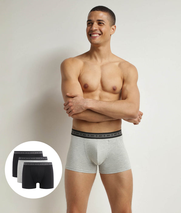 DIM Pack of 3 men's organic cotton boxers Black Grey Dim Good