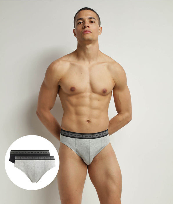 DIM Pack of 2 briefs men's Black Pearl Grey organic cotton Dim Good
