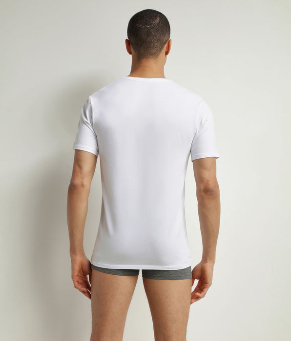 DIM Pack of 2 t-shirts men's White organic cotton V-neck Dim Good