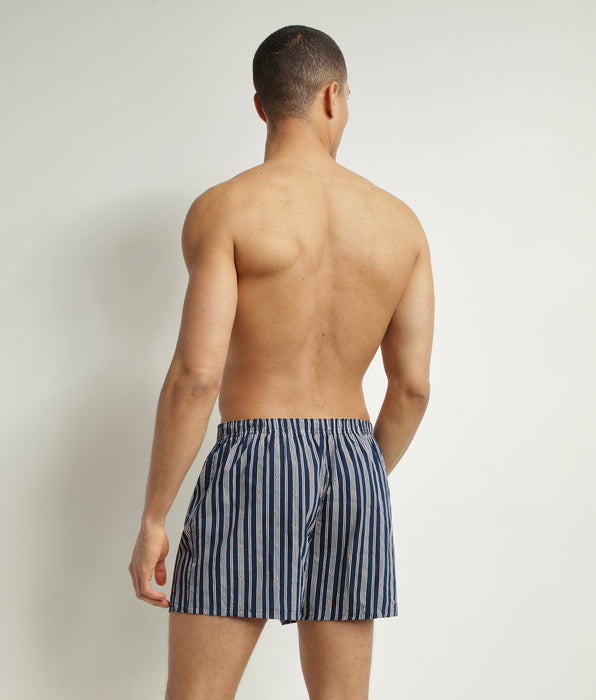 DIM Pack of 2 boxer shorts men's Indigo striped organic cotton Dim Good
