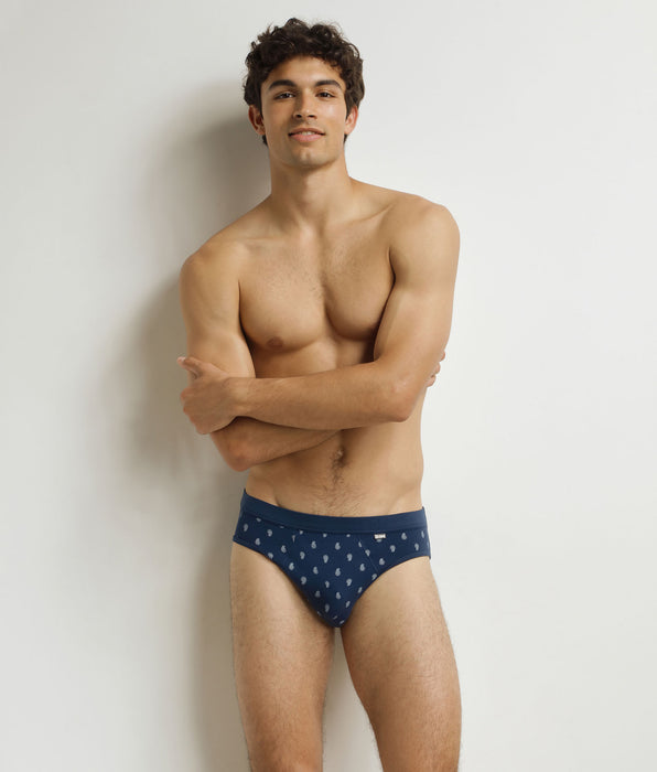 DIM Men's briefs Black with Classic Cotton droplet pattern