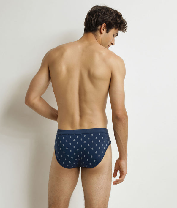 DIM Men's briefs Black with Classic Cotton droplet pattern