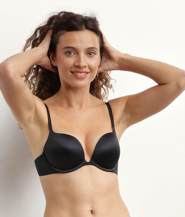 DIM Black microfibre underwired push-up bra Dim Beyond Sexy