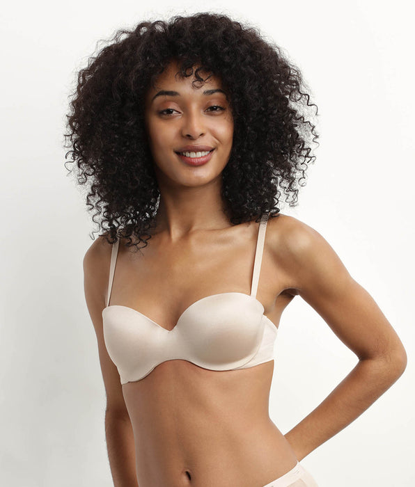 DIM Dim nude microfiber bandeau bra with removable straps