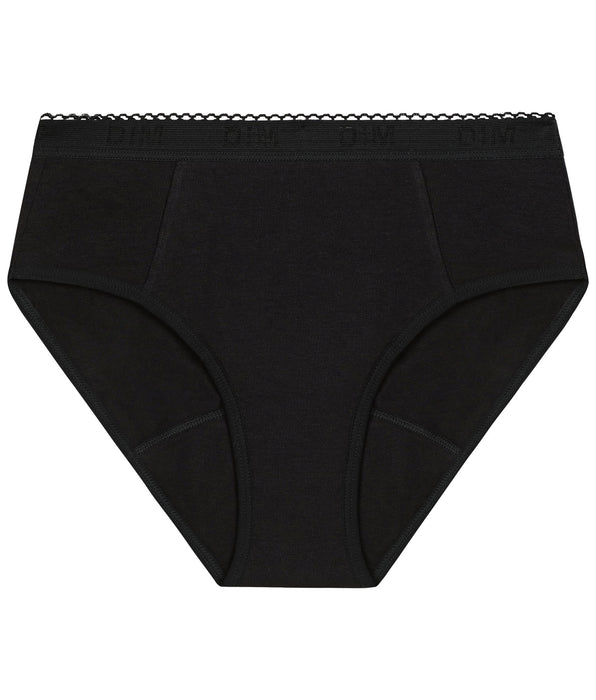 DIM Girls' organic cotton period briefs Black Heavy flow Dim My Protect