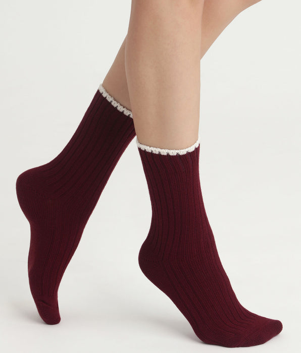 DIM Women's Fig ribbed Bamboo socks