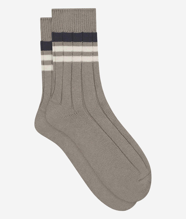 DIM Men's grey striped ribbed socks Dim Bamboo