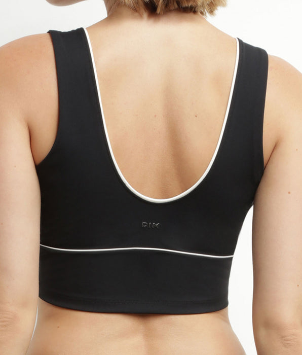 DIM Long bra in black sculpting microfibre Dim Move