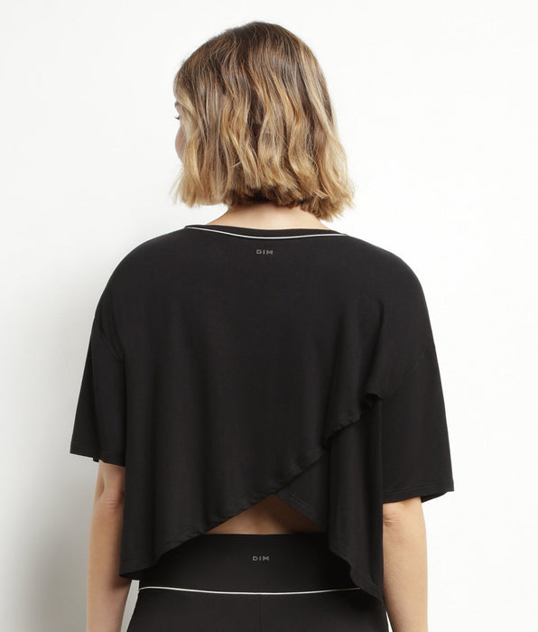 DIM Women's sport t-shirt in black viscose with open back Dim Move