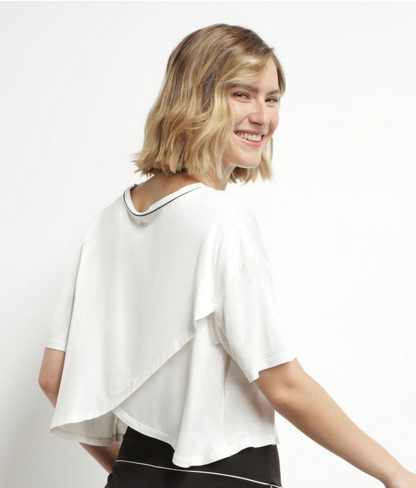 DIM Women's sport t-shirt with open back in unbleached viscose Dim Move