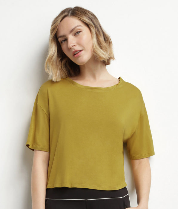 DIM Women's sports T-shirt in olive green viscose with open back Dim Move