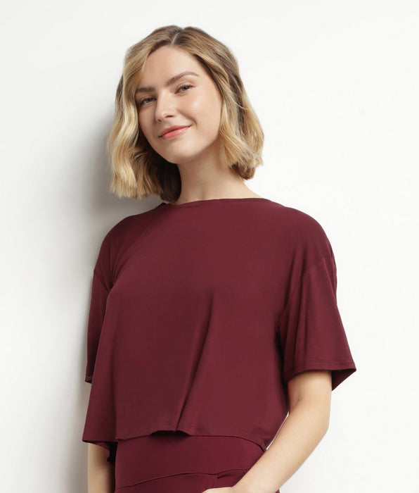 DIM Women's sports T-shirt in burgundy viscose with open back Dim Move