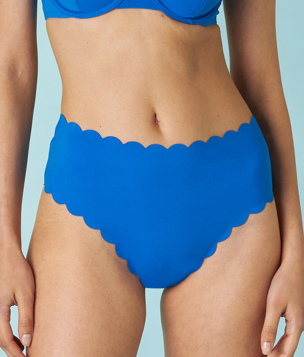 DIM High-waisted bottom Scallop in electric blue microfiber