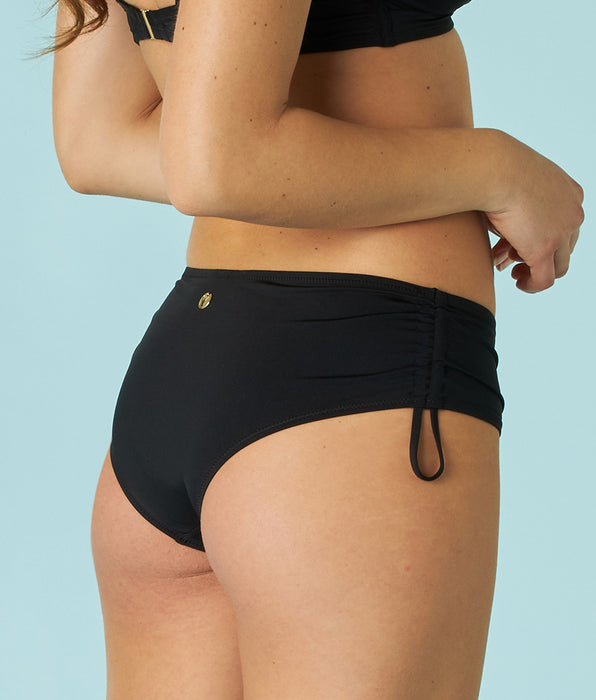 DIM High-Waisted Bikini Bottom with Drawstring Essential Micro in Black Microfiber