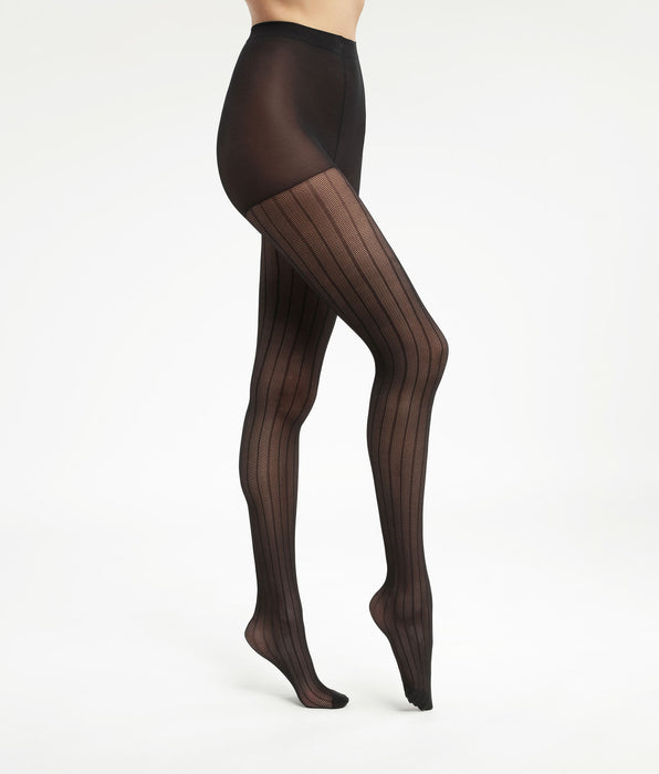 DIM Women's sheer tights with linear pattern Black Dim Style