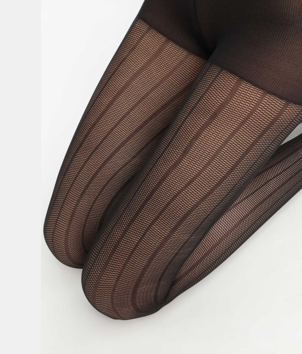 DIM Women's sheer tights with linear pattern Black Dim Style