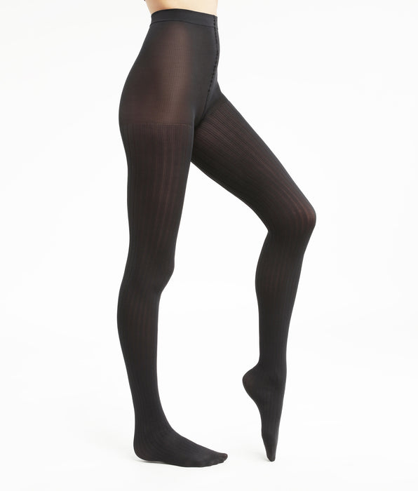 DIM Women's semi-opaque flat rib tights Black Dim Style