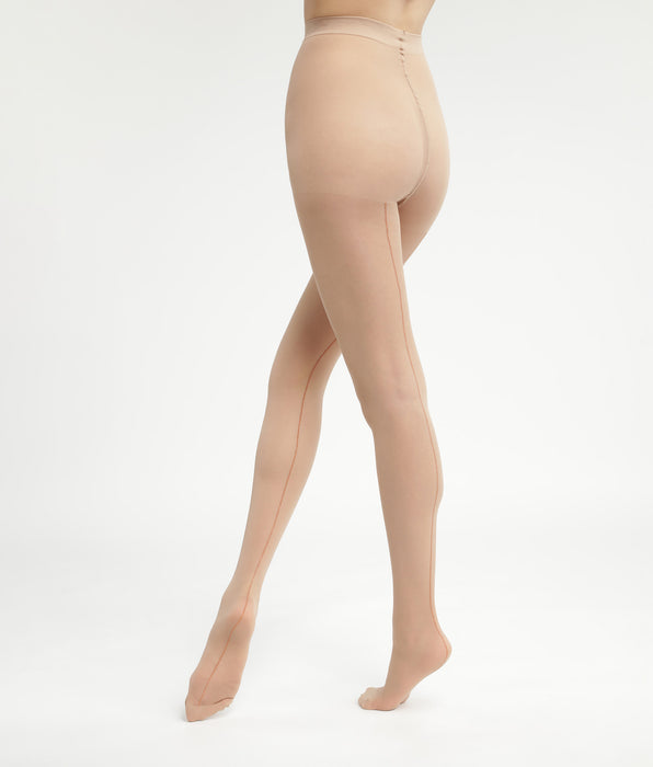 DIM Beige sheer tights with gold lurex band Dim Style