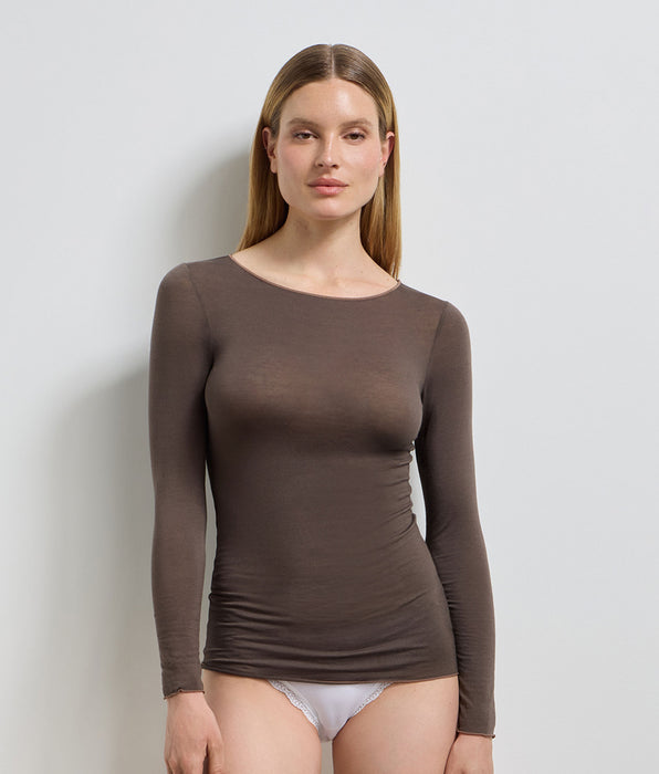 DIM Deep chocolate crew-neck T-shirt Thermal Light