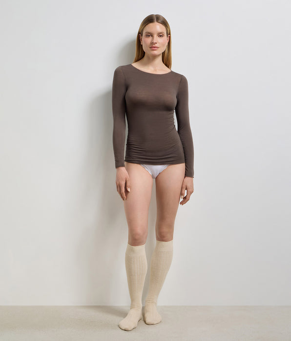 DIM Deep chocolate crew-neck T-shirt Thermal Light