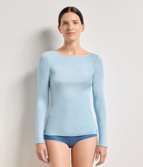 DIM Thermal Light satin blue crew-neck T-shirt