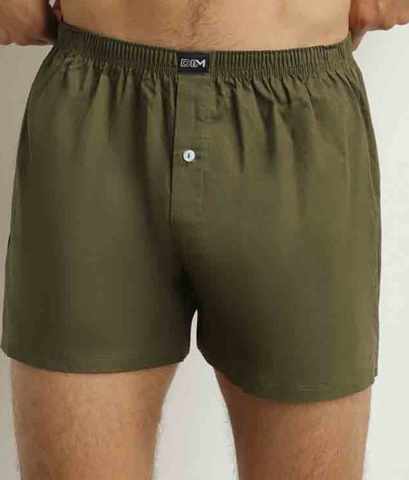 DIM Pack of 2 Beige Striped Green Stretch Cotton Men's Boxer Briefs